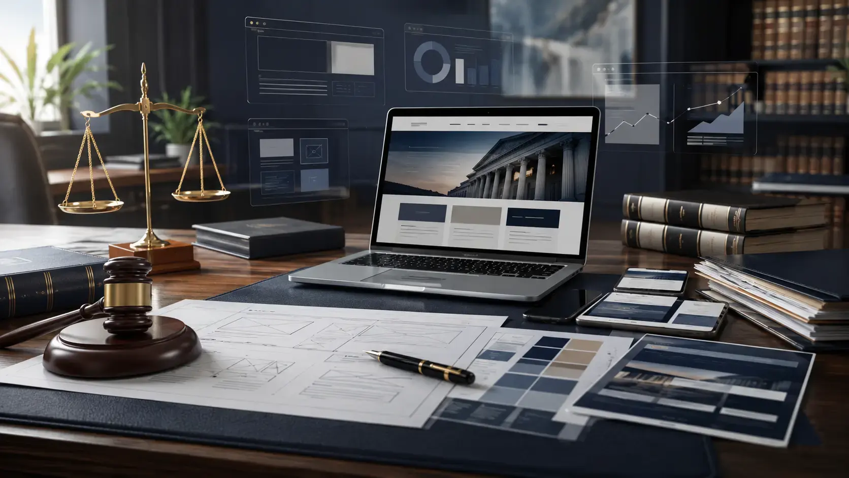 Law firm financial breakdown and calculator representing website pricing