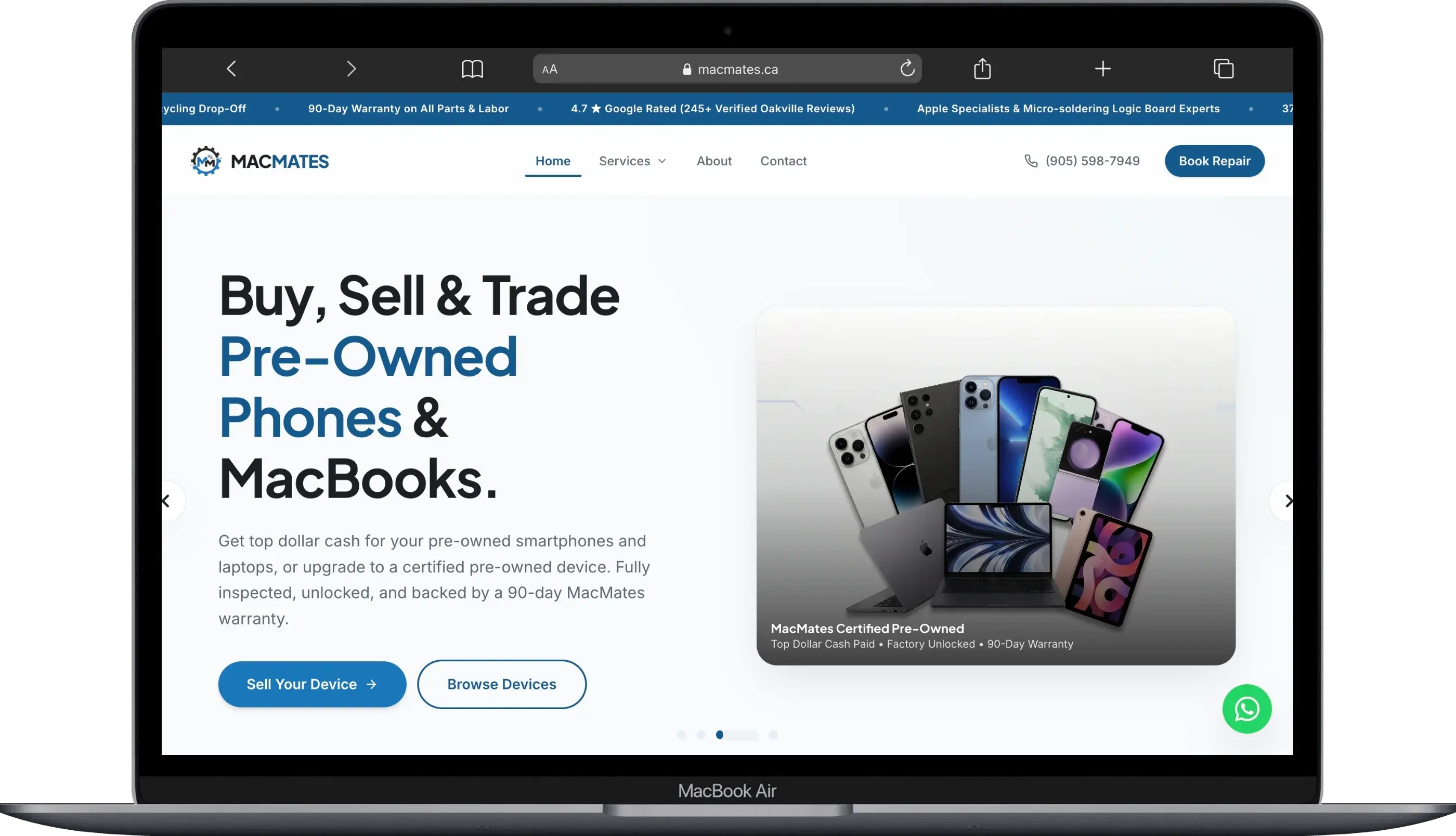 MacMates Device Repair Website
